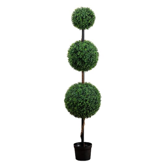 6ft. Potted Artificial Triple Ball Boxwood Topiary Tree